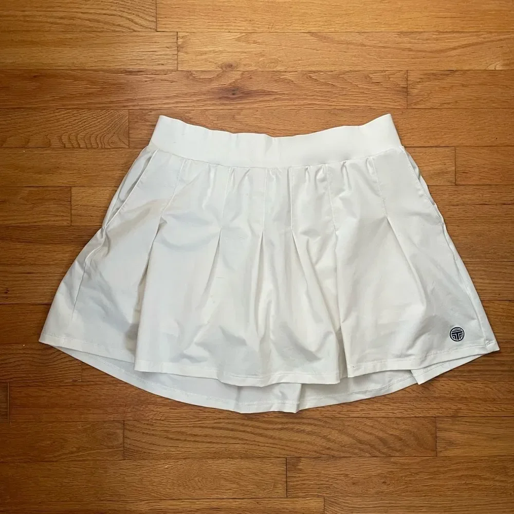 Tory Burch Womens White Tennis Pleated Skirt Tory Sport Mesh Shorts Size Large